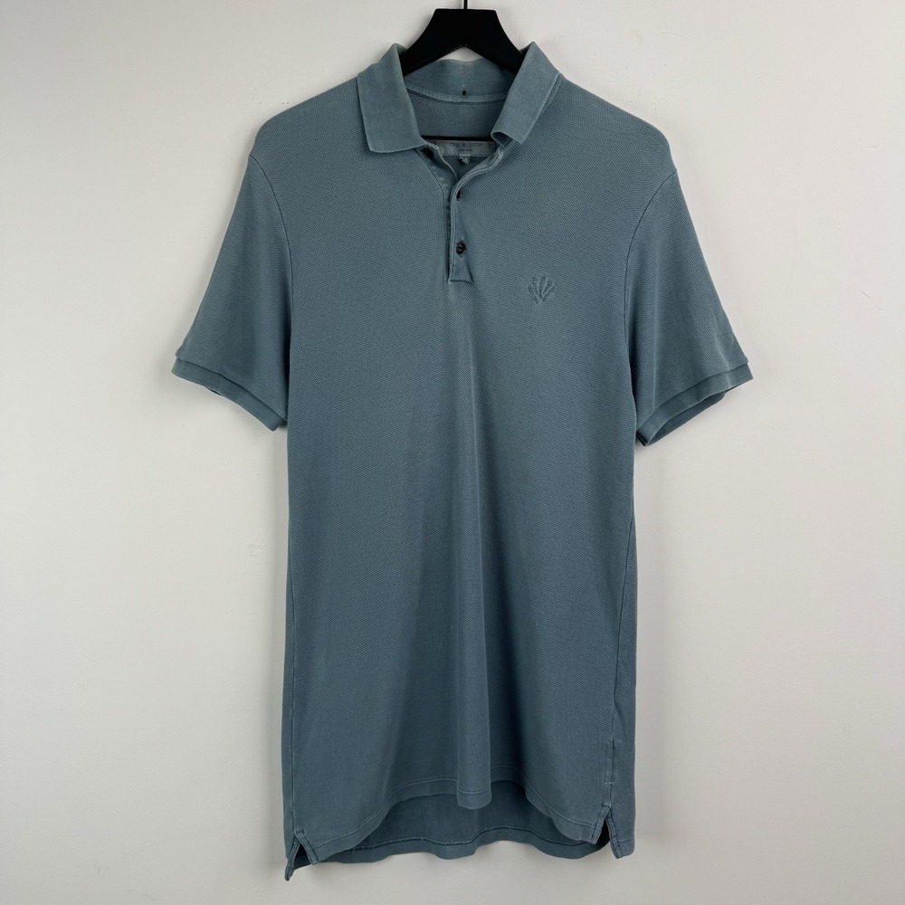 Rag & Bone Polo Shirt M Gray Golf Smart Casual Pique Knit‎ Resort Short Sleeve
